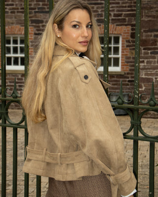 Emma Suede Short Trench Jacket 'Beige'