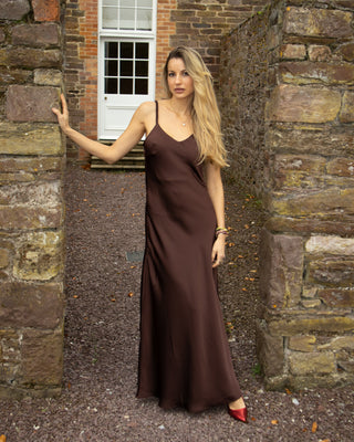 Celina Satin Dress 'Brown'