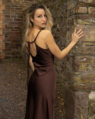 Celina Satin Dress 'Brown'