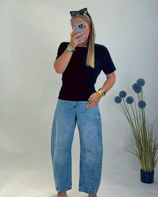 Farrah Denim Barrel Leg Jeans