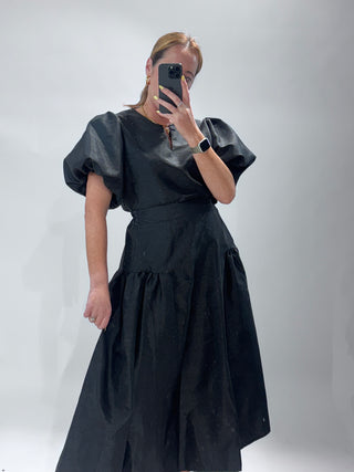 Vivienne Silk Taffeta Top Black'