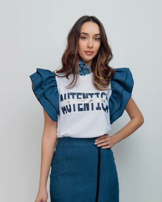 Joy EP Top ‘ Denim Sleeve’