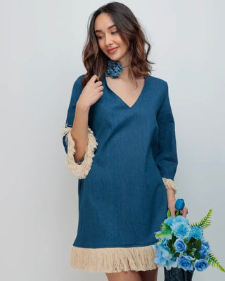 Jane Fringe Dress ‘Denim’