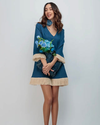 Jane Fringe Dress ‘Denim’