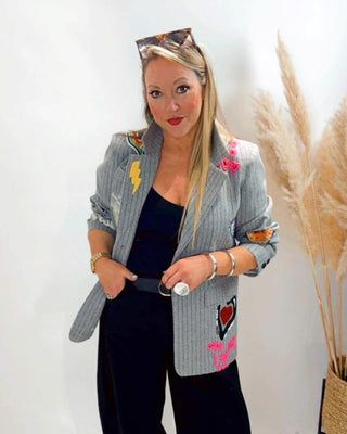 Olga Striped Blazer 'Light Grey‘