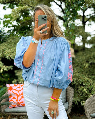 Eabha Blouse 'Blue and Pink'