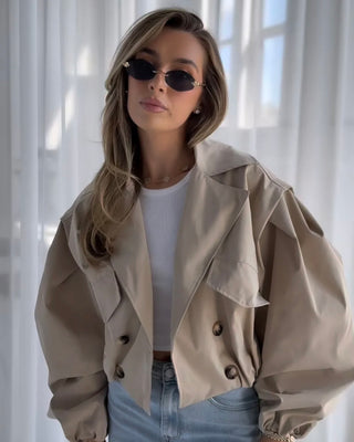 Margot Cropped Trench Coat 'Light Stone'