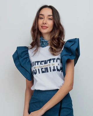 Joy EP Top ‘ Denim Sleeve’