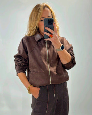 Gina suedette bomber 'Brown'