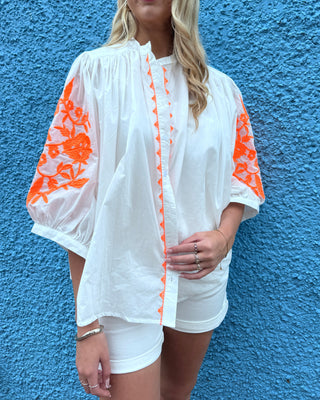 Tessa Blouse 'White and Neon'