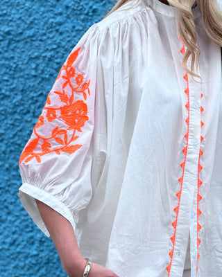 Tessa Blouse 'White and Neon'