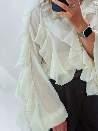 Florence Soft Frill Blouse 'Cream'