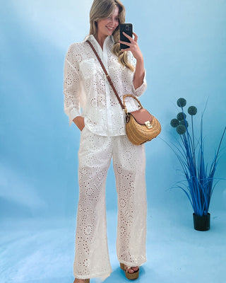 Janine Broderie Anglaise Shirt & Trousers 'White'