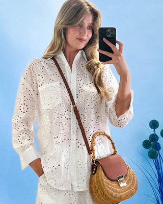 Janine Broderie Anglaise Shirt & Trousers 'White'