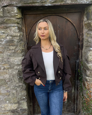 Margot Cropped Trench Jacket 'Choco Brown ‘