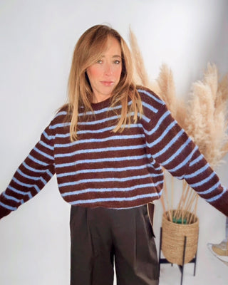 Melissa Wool Striped Jumper 'Blue & Brown'