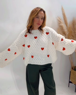 Lola Chunky Heart Knit 'Cream'