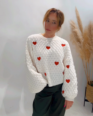 Lola Chunky Heart Knit 'Cream'