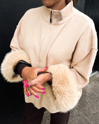 Chelsea Jacket with Fur Cuffs 'Cream'