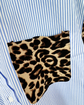 Melly Striped Cropped Shirt 'Blue/White/Leopard'