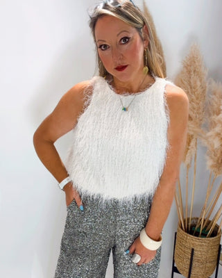 Gladys Fringed Top 'Cream'