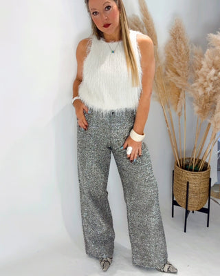 Evangeline Tweed Trousers 'Silver'