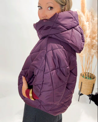 Dana Hooded Puffa Jacket 'Plum' pre