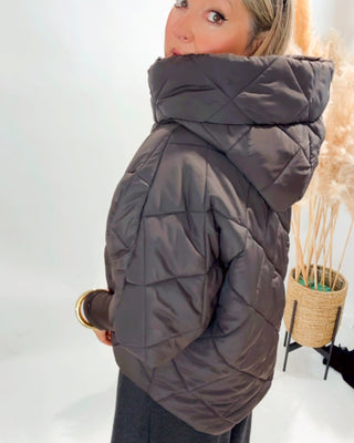 Dana Hooded Puffa Jacket 'Dark Brown'pre