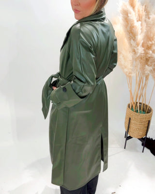 Elise Pleather Coat 'Fern Green'