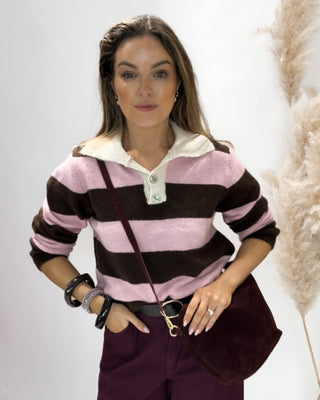 Mabel Striped Knit Jumper 'Brown & Pink'