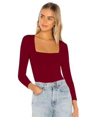 Mali Square Neck Top 'Burgundy'