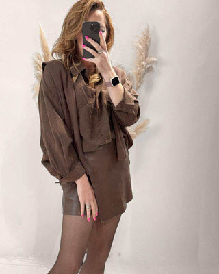 Sadie Shirt with Scarf 'Brown'