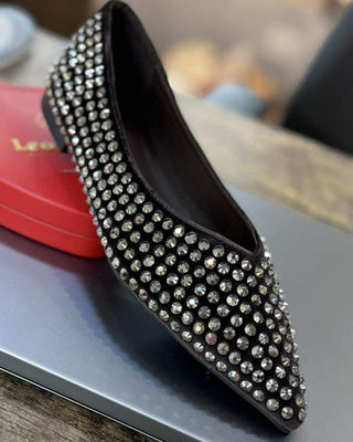 Velvet Diamante Pumps 'Brown'