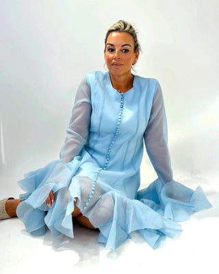 Rosanna Chifon button detail dress 'Powder Blue'