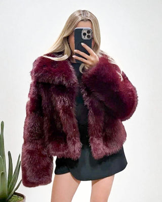 Scarlett Faux Fur Coat 'Burgundy'