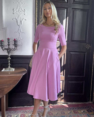 Angela Swing Dress - 3/4 Sleeve 'Mauve'