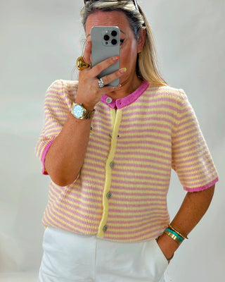 Luna Striped Knit Jumper 'Lemon & Pink'pre order