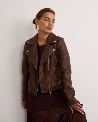 Dakar Faux Leather Jacket 'Brown'
