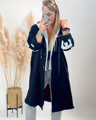 Paradise Hooded Jersey Coat 'Black/Grey'