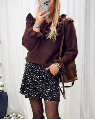 Lissey Frill Knit Jumper 'Choco Brown'