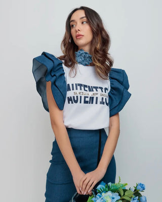 Joy EP Top ‘ Denim Sleeve’