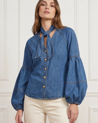 Nina Balloon Sleeves Shirt 'Classic Denim'