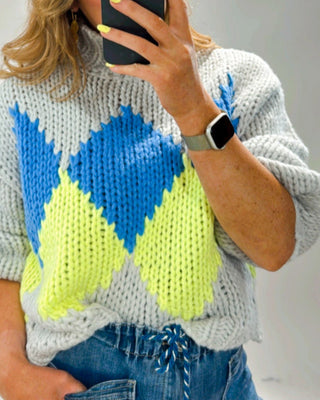 Gra Knit Jumper 'Grey/Blue/Green'