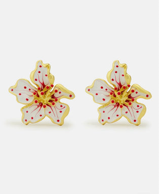 Flower Earrings Gold/White