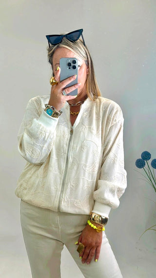 Fleur Lace Bomber Jacket 'Cream'