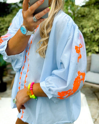 Sadhbh Check Blouse 'Blue and Orange'
