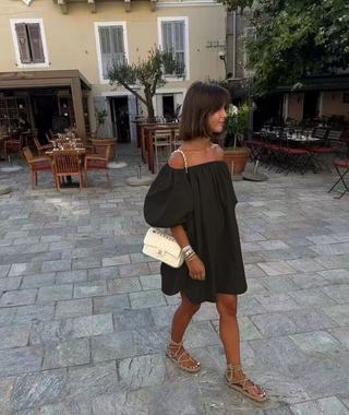 Aura Off The Shoulder Dress 'Brown'