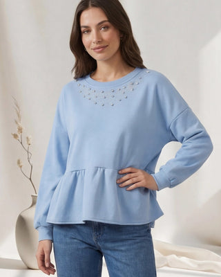 Kay Embellished Sweatshirt 'Baby Blue'