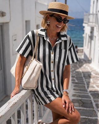 Astrid Striped Playsuit 'Black & White'