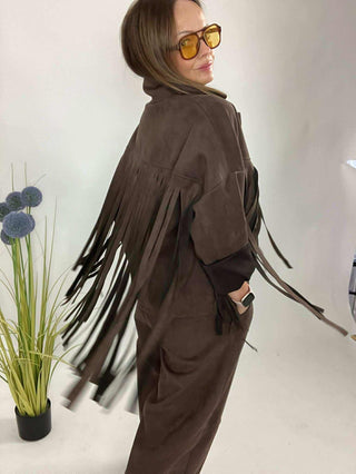 Stacey Suedette Fringe Jacket 'Brown'